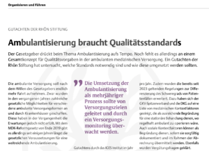 Gutachten der RHÖN Stiftung: Ambulantisierung braucht Qualitätsstandards